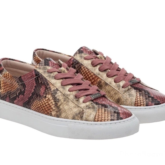 J/SLIDES Shoes - J/SLIDES - Lacee Snake Print Lace-Up Sneakers in Pink Multi size 9